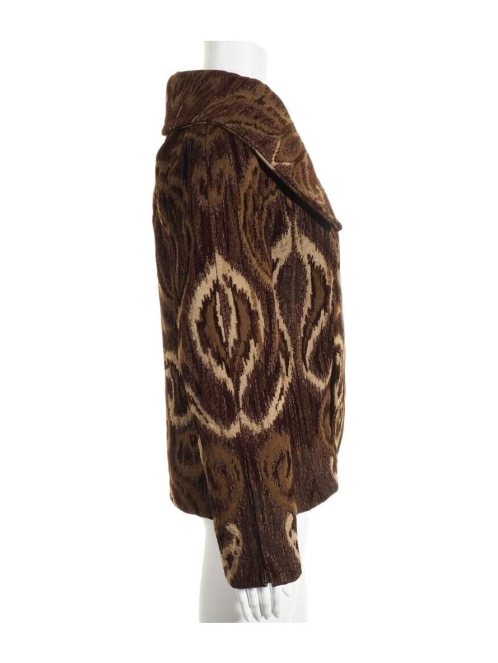 Brocade Womens Jacket S / M Lined Brown Tan Shawl Collar Hand Taylored - Picture 7 of 12
